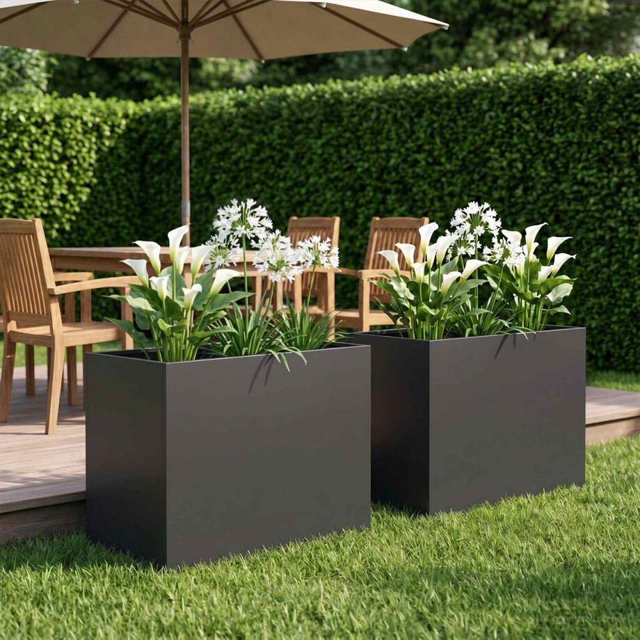 vidaXL Plantenbak 2 st Zwart 60 x 40 x 50 cm Koudgewalst staal vidaXL Plantenbak 2 st Zwart 60 x 40 x 50 cm Koudgewalst staal afbeelding 1