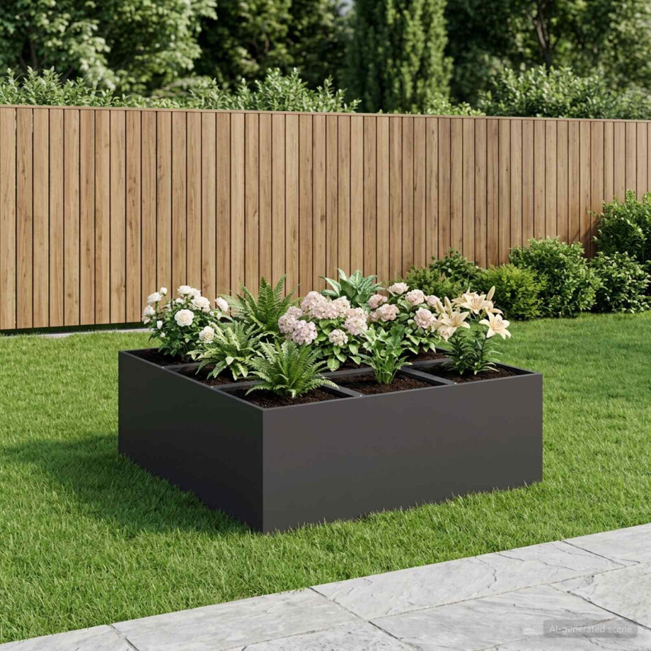 vidaXL Plantenbak Zwart 100 x 100 x 20 cm Koudgewalst staal afbeelding 1