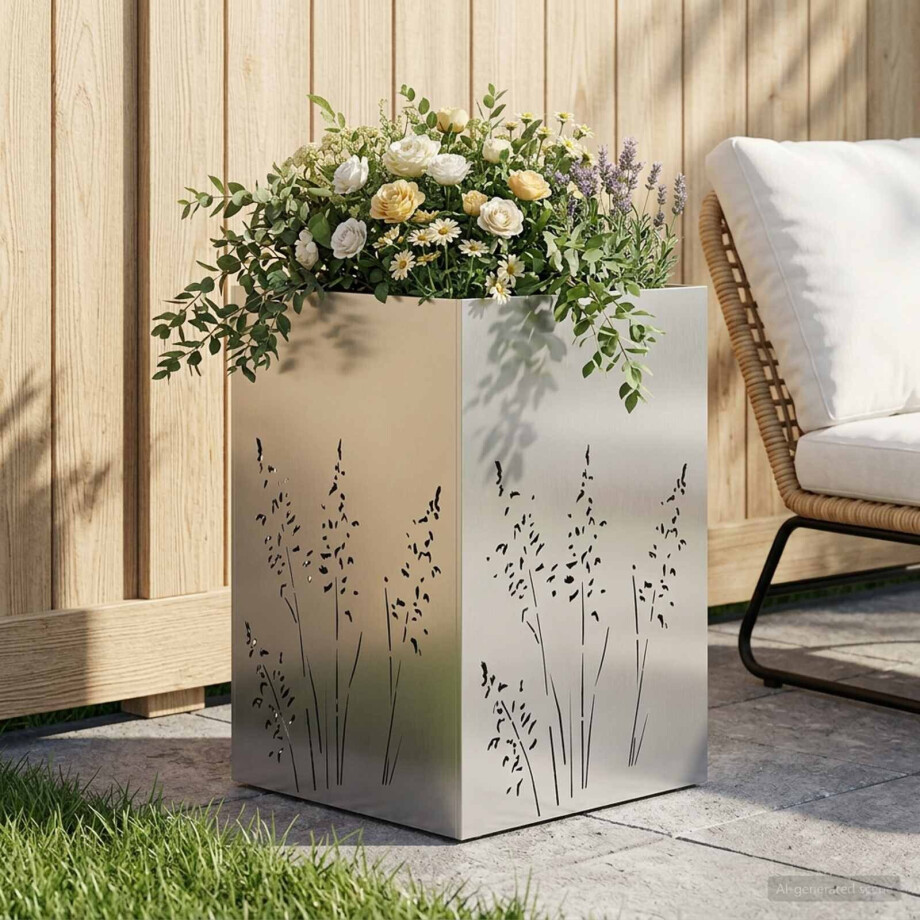vidaXL Plantenbak zilver 50 x 50 x 75 cm Roestvrij staal vidaXL Plantenbak zilver 50 x 50 x 75 cm Roestvrij staal afbeelding 1