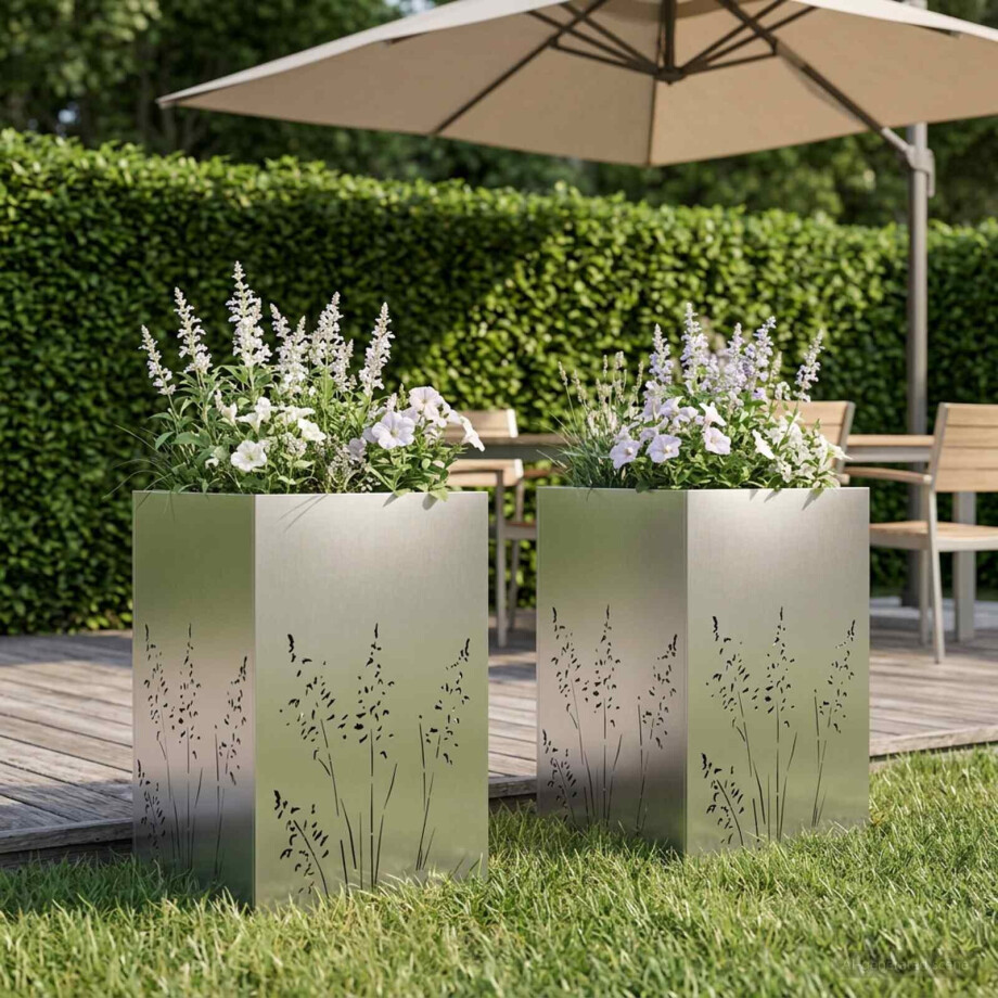vidaXL Plantenbak 2 st zilver 50 x 50 x 75 cm Roestvrij staal afbeelding 1