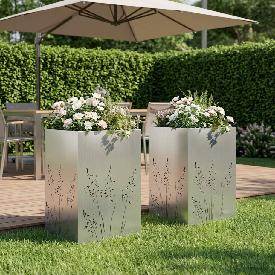 vidaXL Plantenbak 2 st zilver 50 x 50 x 75 cm Gegalvaniseerd staal afbeelding 1