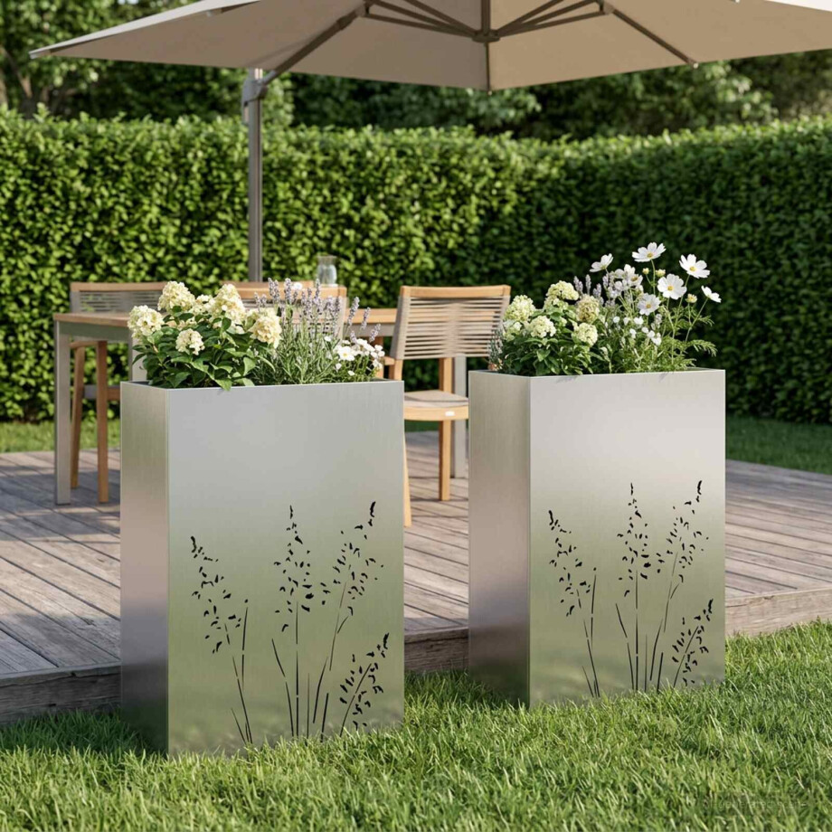 vidaXL Plantenbak 2 st zilver 50 x 30 x 75 cm Roestvrij staal afbeelding 1
