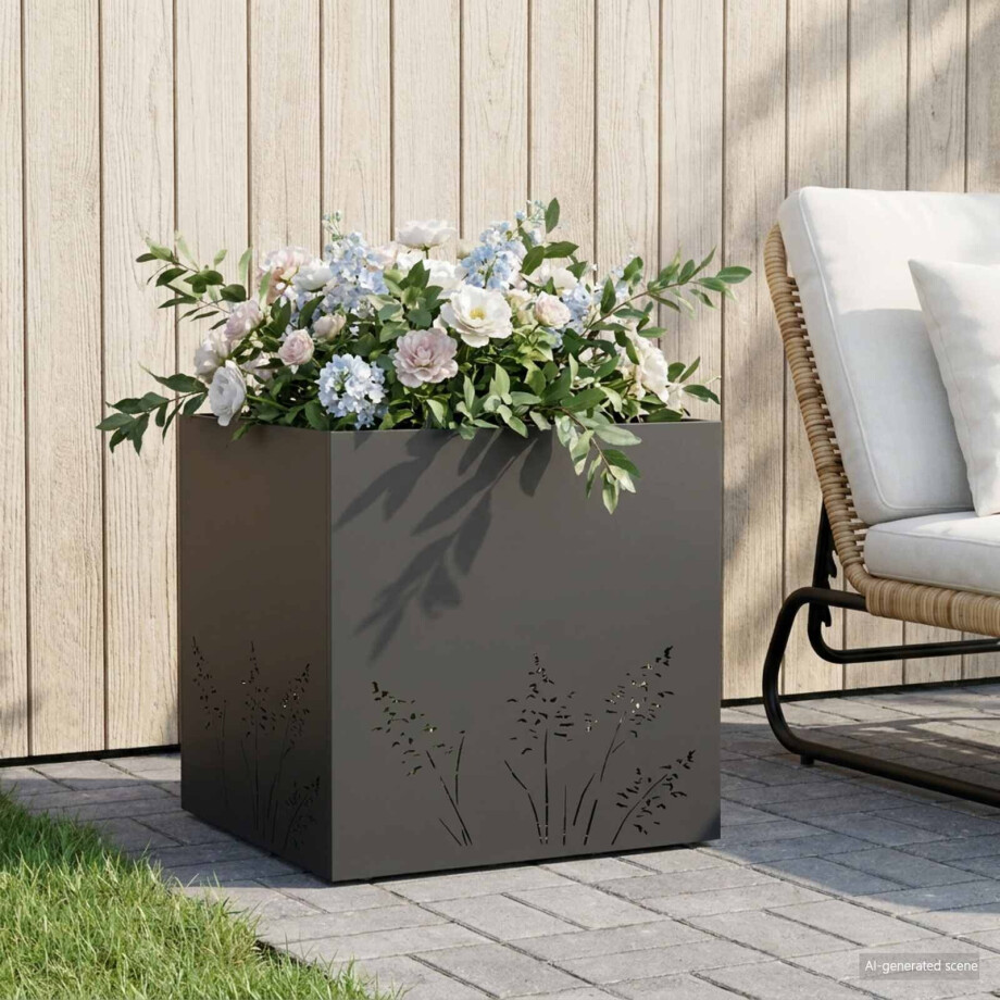 vidaXL Plantenbak Zwart 50 x 50 x 49 cm Koudgewalst staal vidaXL Plantenbak Zwart 50 x 50 x 49 cm Koudgewalst staal afbeelding 1