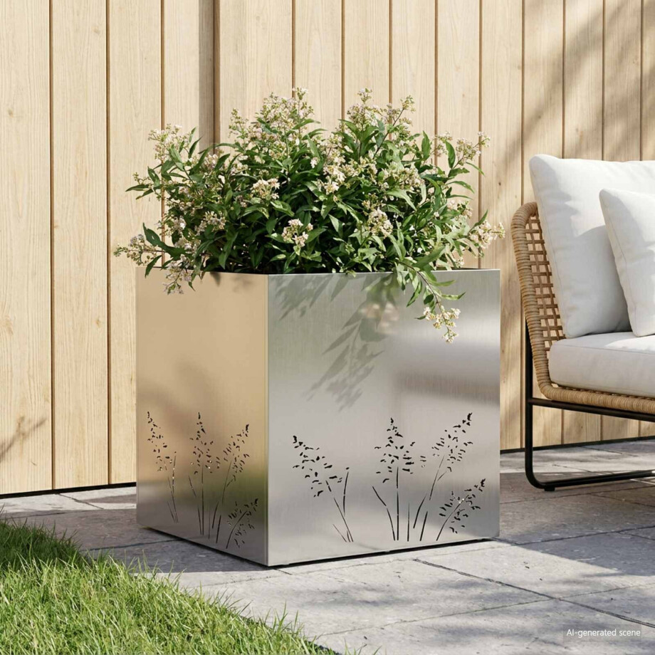 vidaXL Plantenbak zilver 50 x 50 x 49 cm Roestvrij staal vidaXL Plantenbak zilver 50 x 50 x 49 cm Roestvrij staal afbeelding 1
