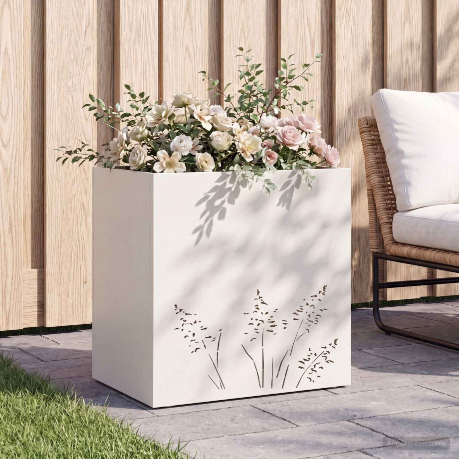 vidaXL Plantenbak Wit 50 x 30 x 49 cm Koudgewalst staal vidaXL Plantenbak Wit 50 x 30 x 49 cm Koudgewalst staal afbeelding 1