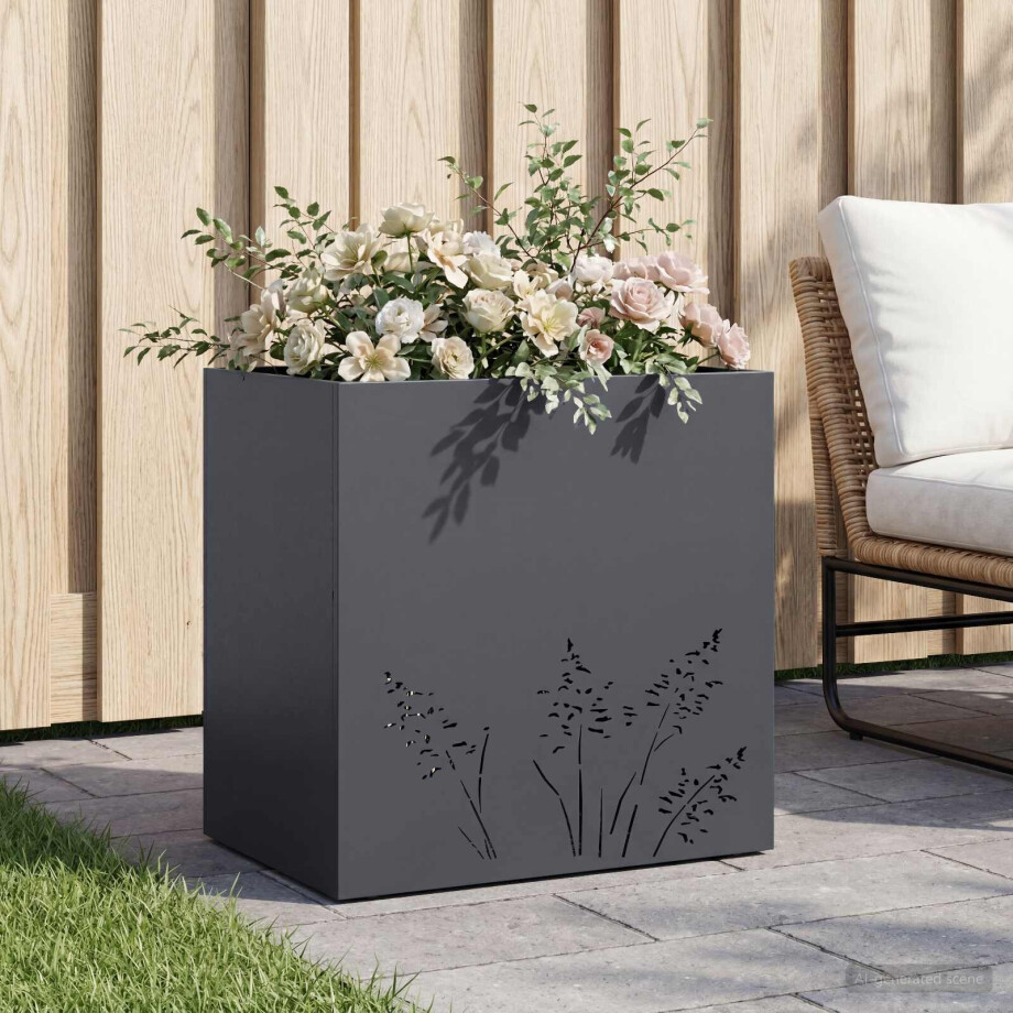 vidaXL Plantenbak Antraciet 50 x 30 x 49 cm Koudgewalst staal afbeelding 1