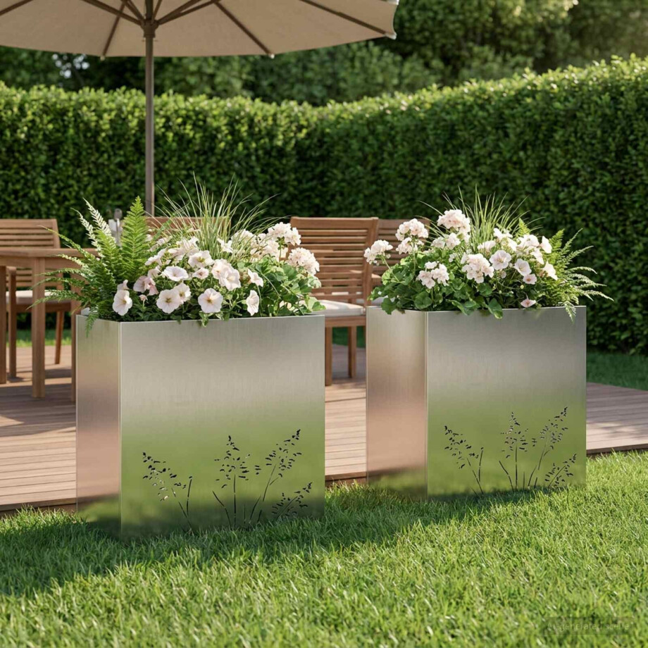 vidaXL Plantenbak 2 st zilver 50 x 30 x 49 cm Gegalvaniseerd staal afbeelding 1