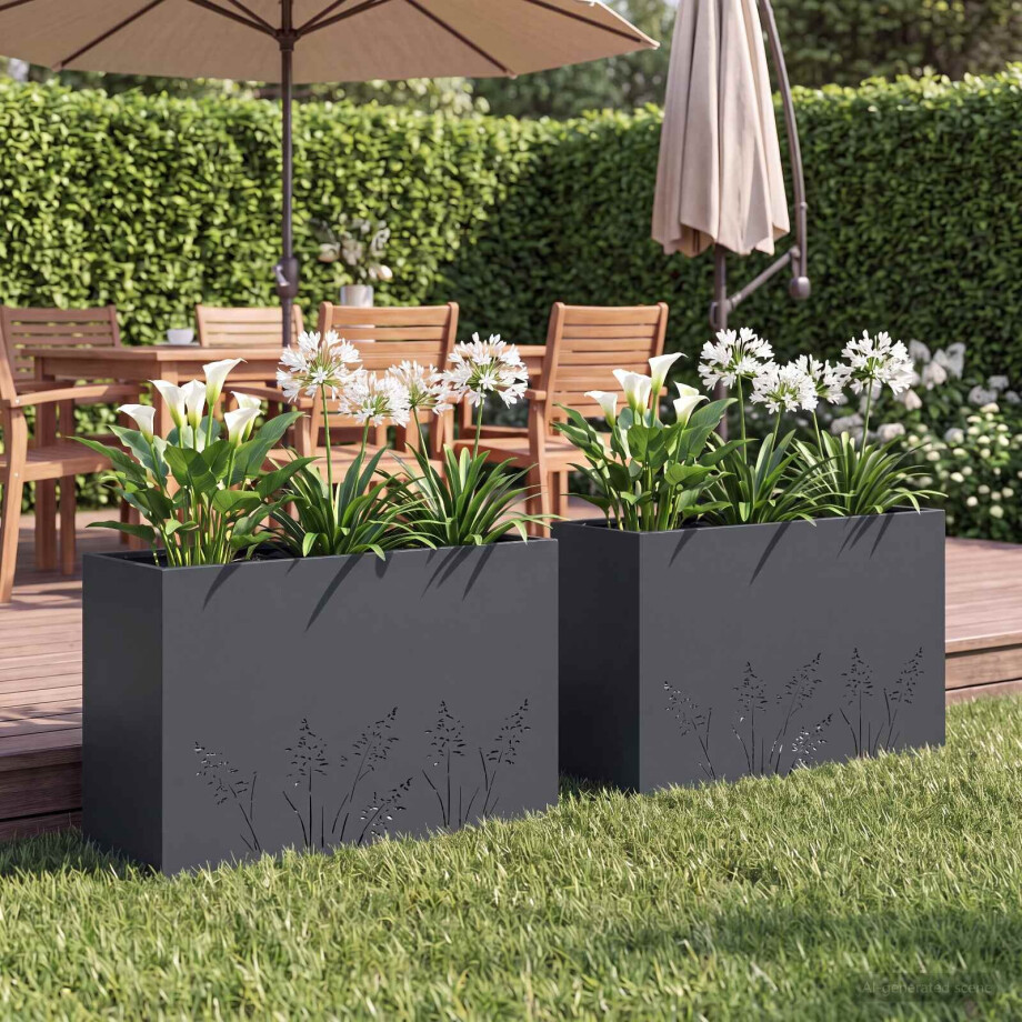 vidaXL Plantenbak 2 st Antraciet 80 x 20 x 49 cm Koudgewalst staal afbeelding 1