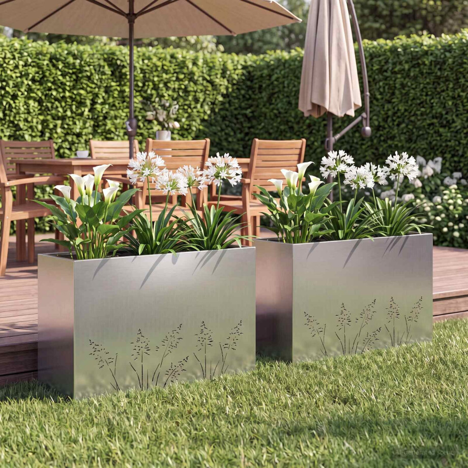 vidaXL Plantenbak 2 st zilver 80 x 30 x 49 cm Gegalvaniseerd staal afbeelding 1