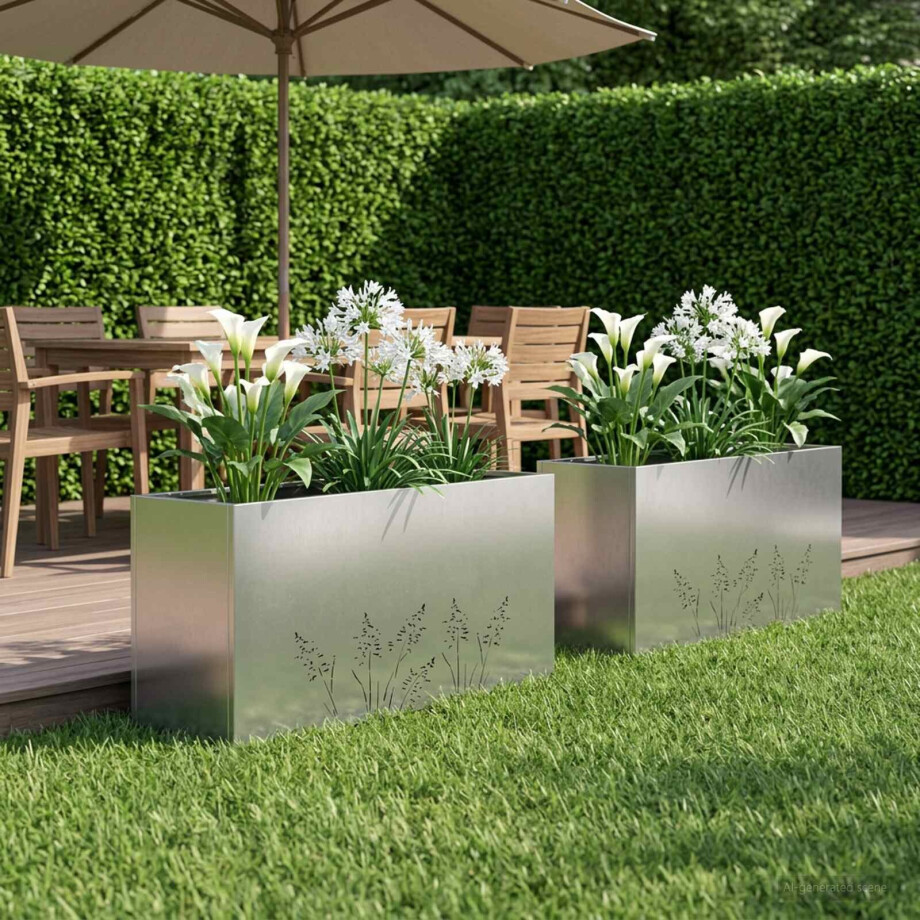 vidaXL Plantenbak 2 st zilver 100 x 20 x 49 cm Roestvrij staal afbeelding 1