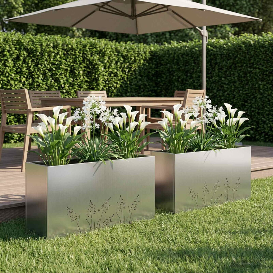vidaXL Plantenbak 2 st zilver 100 x 20 x 49 cm Gegalvaniseerd staal afbeelding 1