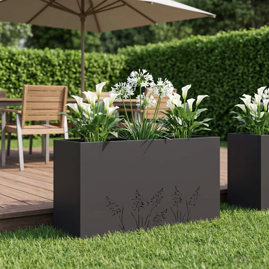 vidaXL Plantenbak Zwart 100 x 30 x 49 cm Koudgewalst staal afbeelding 1