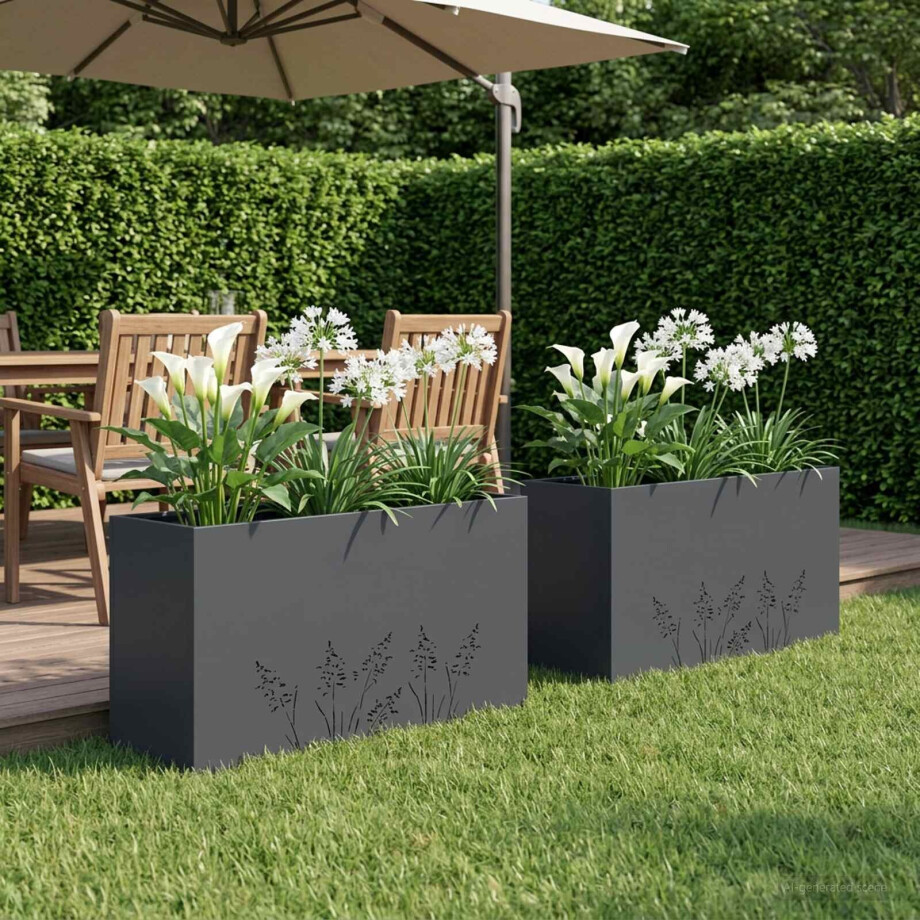 vidaXL Plantenbak 2 st Antraciet 100 x 30 x 49 cm Koudgewalst staal vidaXL Plantenbak 2 st Antraciet 100 x 30 x 49 cm Koudgewalst staal afbeelding 1