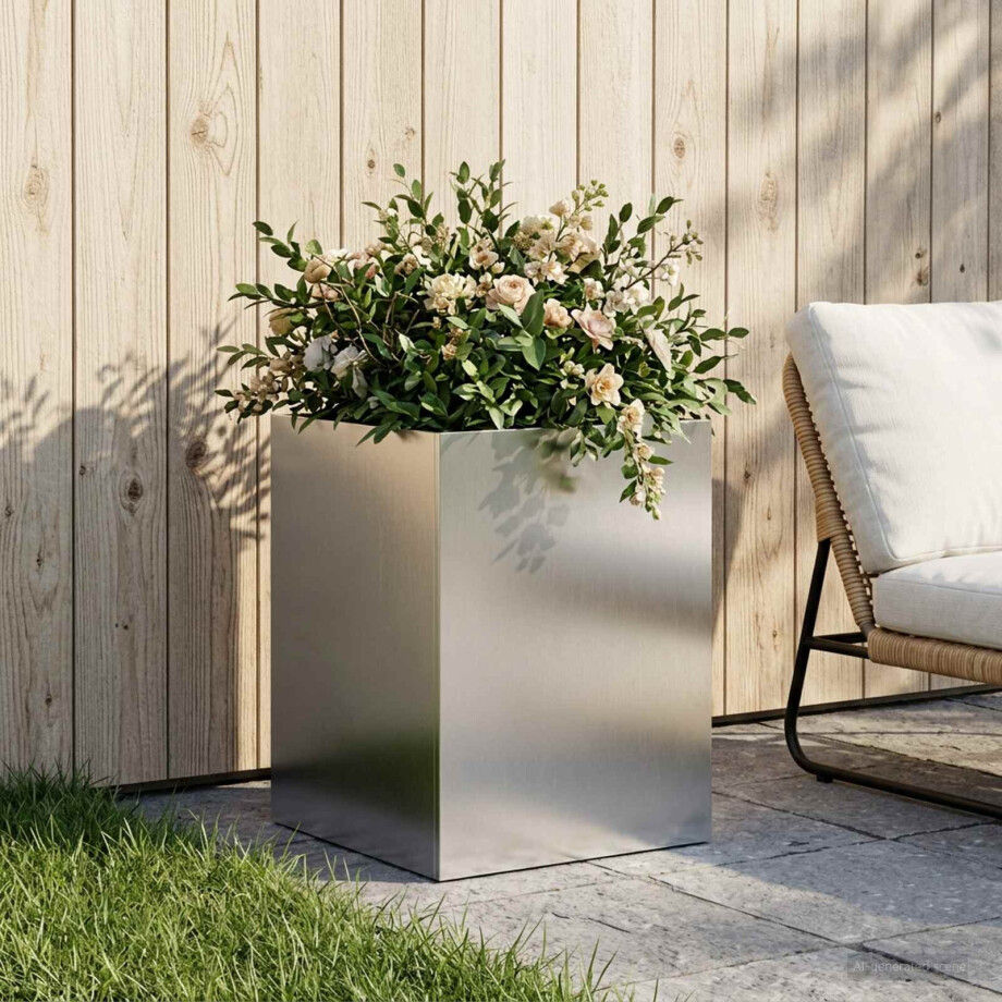 vidaXL Plantenbak zilver 40 x 40 x 60 cm Roestvrij staal vidaXL Plantenbak zilver 40 x 40 x 60 cm Roestvrij staal afbeelding 1