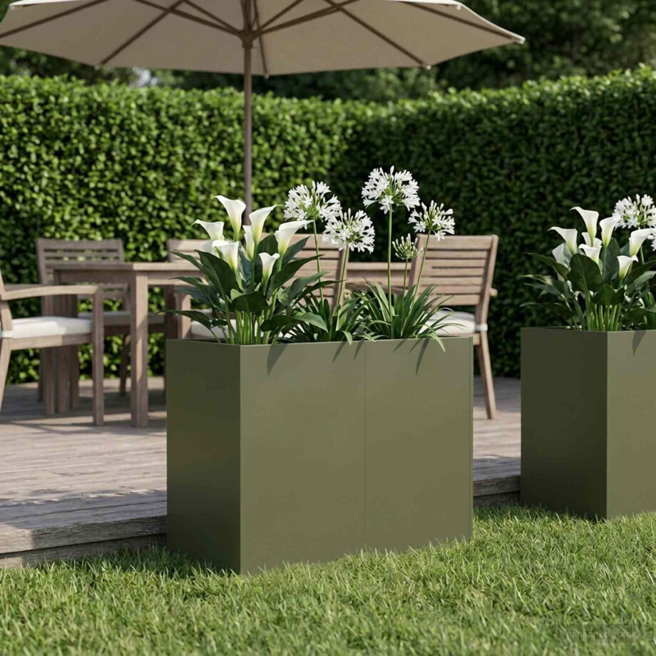 vidaXL Plantenbak Olijfgroen 80 x 40 x 60 cm Koudgewalst staal afbeelding 1