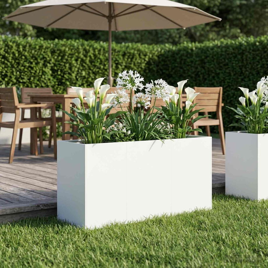 vidaXL Plantenbak Wit 120 x 40 x 60 cm Koudgewalst staal vidaXL Plantenbak Wit 120 x 40 x 60 cm Koudgewalst staal afbeelding 1