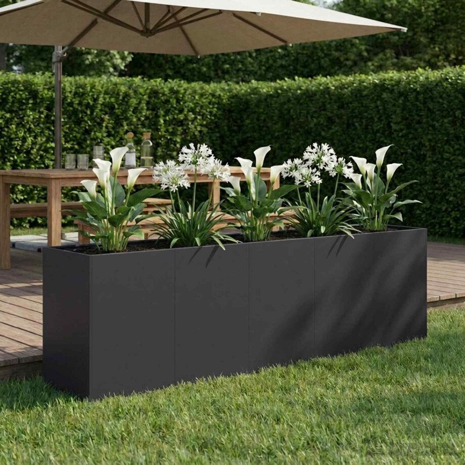 vidaXL Plantenbak Zwart 200 x 40 x 60 cm Koudgewalst staal vidaXL Plantenbak Zwart 200 x 40 x 60 cm Koudgewalst staal afbeelding 1