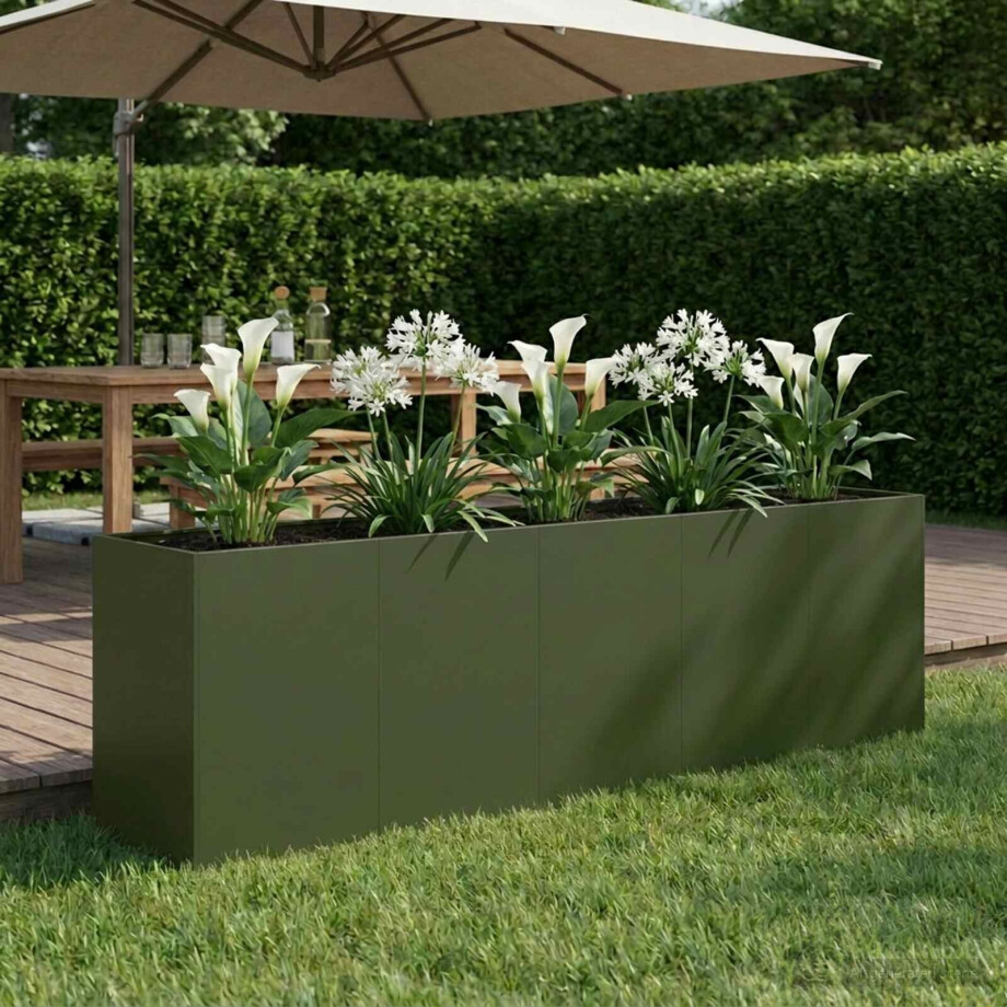 vidaXL Plantenbak Olijfgroen 200 x 40 x 60 cm Koudgewalst staal afbeelding 1