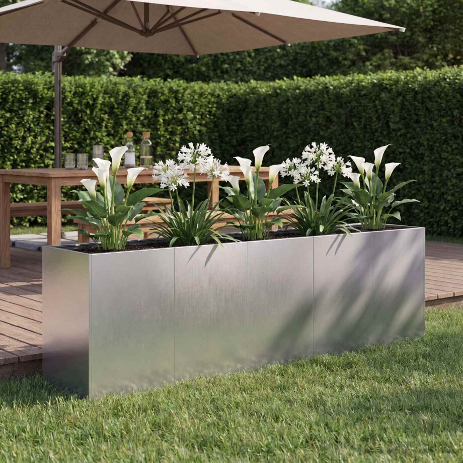 vidaXL Plantenbak zilver 200 x 40 x 60 cm Roestvrij staal vidaXL Plantenbak zilver 200 x 40 x 60 cm Roestvrij staal afbeelding 1