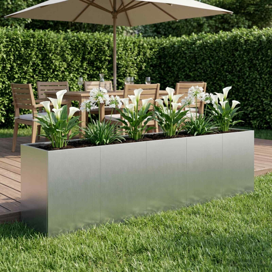 vidaXL Plantenbak zilver 200 x 40 x 60 cm Gegalvaniseerd staal afbeelding 1