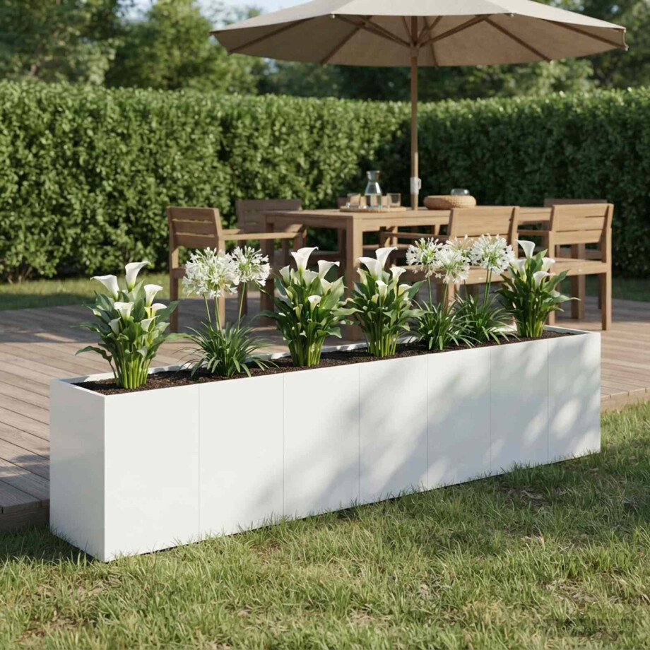 vidaXL Plantenbak Wit 280 x 40 x 60 cm Koudgewalst staal afbeelding 1