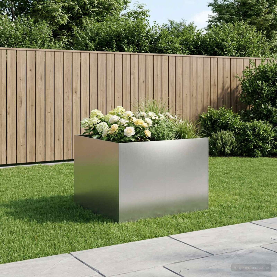 vidaXL Plantenbak zilver 80 x 80 x 60 cm Roestvrij staal vidaXL Plantenbak zilver 80 x 80 x 60 cm Roestvrij staal afbeelding 1