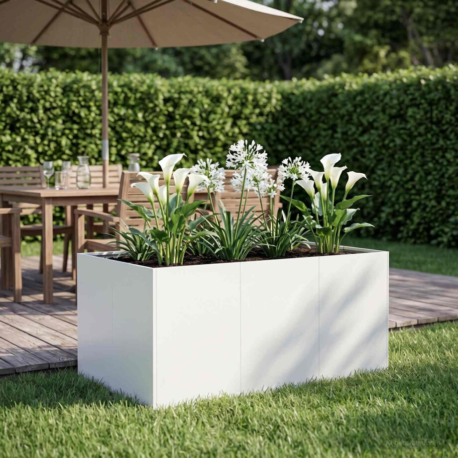 vidaXL Plantenbak Wit 120 x 80 x 60 cm Koudgewalst staal vidaXL Plantenbak Wit 120 x 80 x 60 cm Koudgewalst staal afbeelding 1