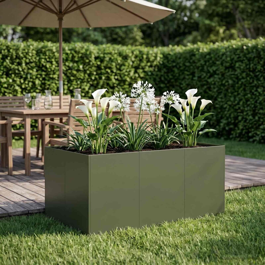 vidaXL Plantenbak Olijfgroen 120 x 80 x 60 cm Koudgewalst staal afbeelding 1