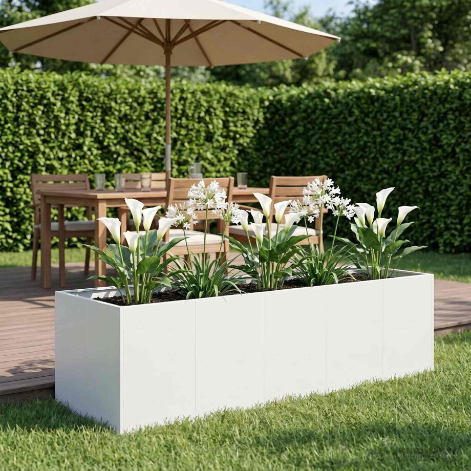vidaXL Plantenbak Wit 200 x 80 x 60 cm Koudgewalst staal afbeelding 1