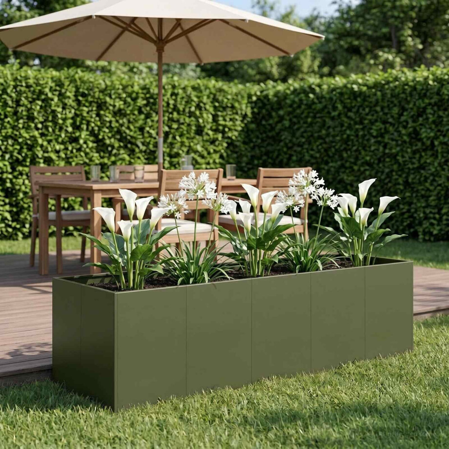 vidaXL Plantenbak Olijfgroen 200 x 80 x 60 cm Koudgewalst staal afbeelding 1