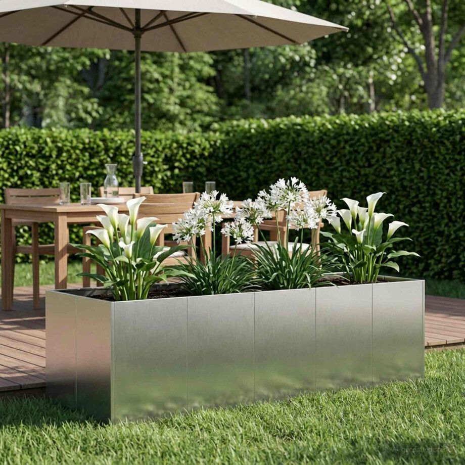 vidaXL Plantenbak zilver 200 x 80 x 60 cm Roestvrij staal vidaXL Plantenbak zilver 200 x 80 x 60 cm Roestvrij staal afbeelding 1