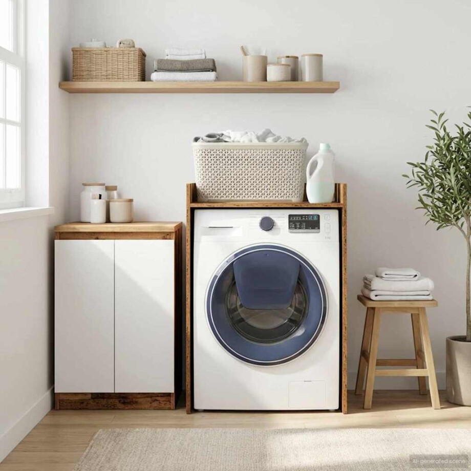 vidaXL Wasmachinekast Oudhout 67,5 x 62 x 97 cm Bewerkt hout afbeelding 1