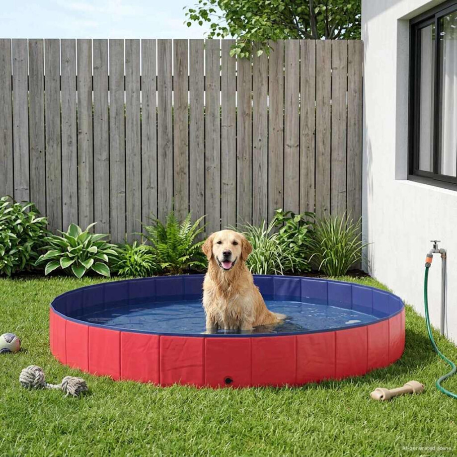 vidaXL Honden zwembad Rood Ø300 x 38 cm Dik PVC afbeelding 1