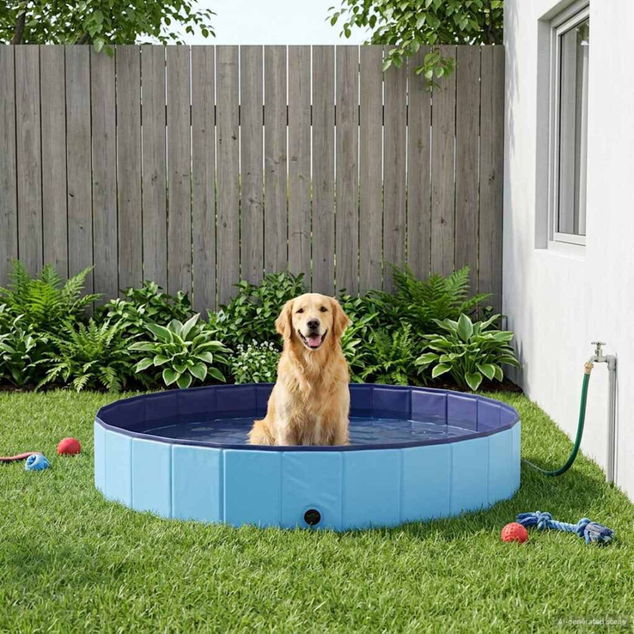 vidaXL Honden zwembad Blauw Ø300 x 38 cm Dik PVC afbeelding 1