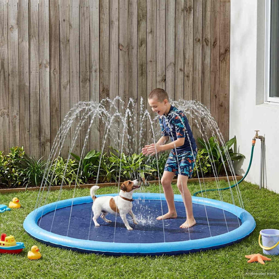 vidaXL Waterspeelmat voor kinderen en honden Blauw Ø200 x 9 cm PVC vidaXL Waterspeelmat voor kinderen en honden Blauw Ø200 x 9 cm PVC afbeelding 1