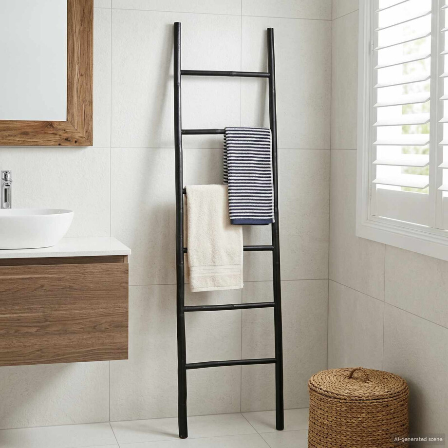 vidaXL Deken Ladder Zwart 50 x 190 cm Bamboe vidaXL Deken Ladder Zwart 50 x 190 cm Bamboe afbeelding 1
