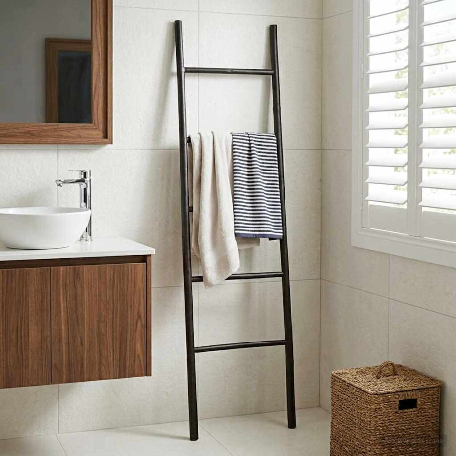 vidaXL Deken Ladder Zwart 40 x 150 cm Bamboe vidaXL Deken Ladder Zwart 40 x 150 cm Bamboe afbeelding 1