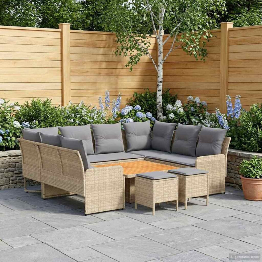 vidaXL Meubelsets met kussen 8 pcs Beige en Licht Grijs PE Rattan vidaXL Meubelsets met kussen 8 pcs Beige en Licht Grijs PE Rattan afbeelding 1