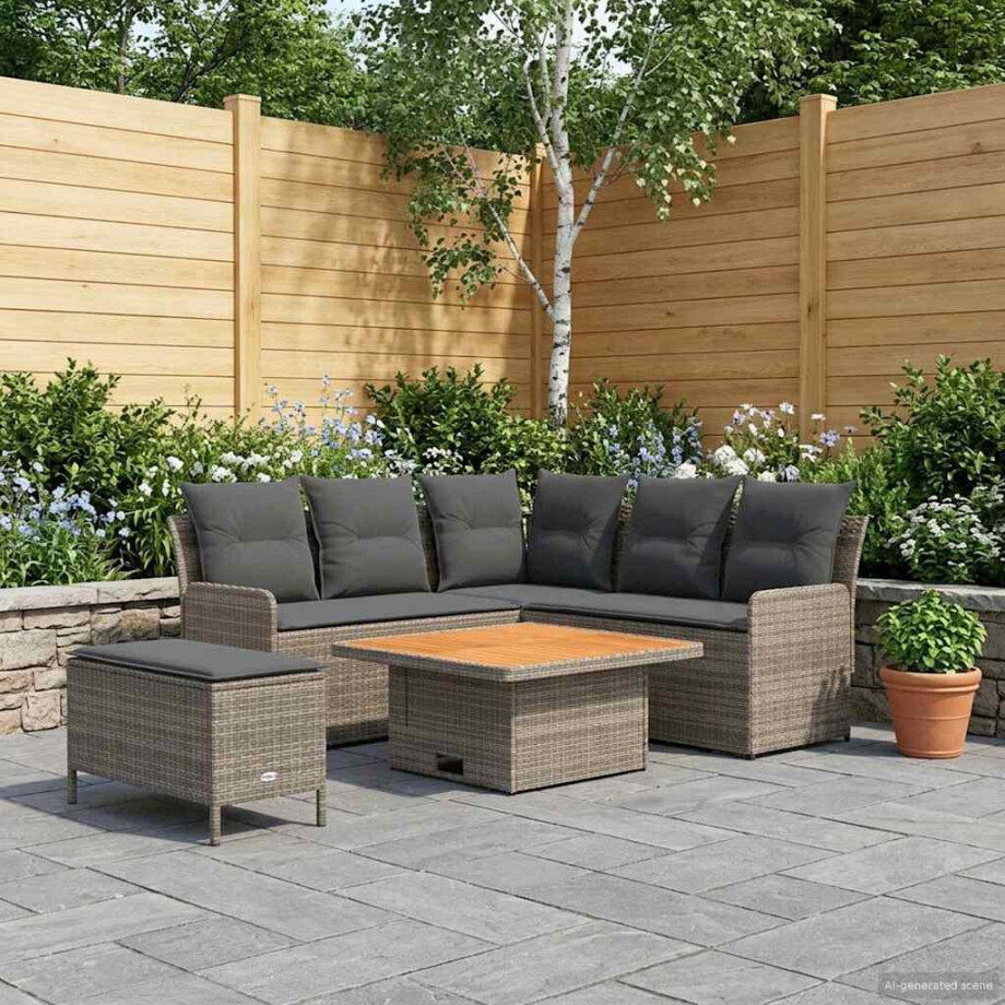 vidaXL Meubelsets met kussen 5 pcs Grijs en Donkergrijs PE Rattan vidaXL Meubelsets met kussen 5 pcs Grijs en Donkergrijs PE Rattan afbeelding 1