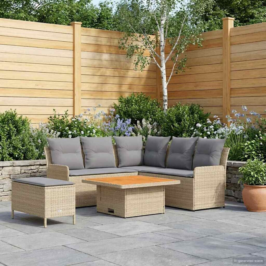 vidaXL Meubelsets met kussen 5 pcs Beige en Licht Grijs PE Rattan vidaXL Meubelsets met kussen 5 pcs Beige en Licht Grijs PE Rattan afbeelding 1