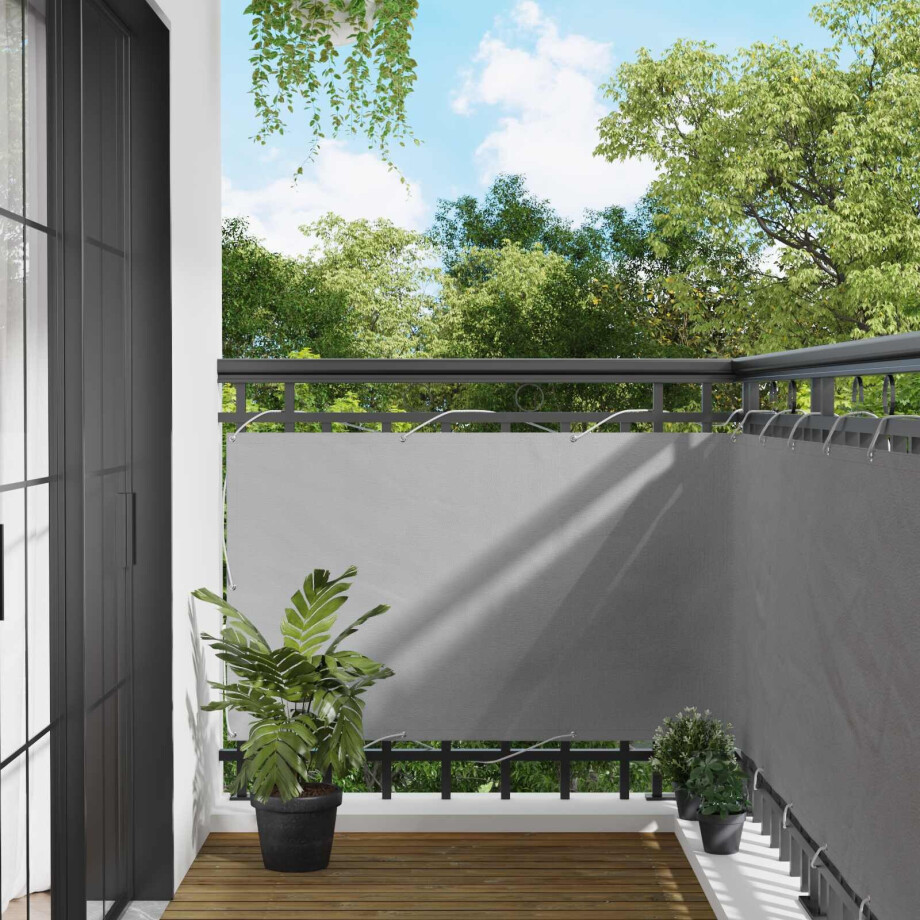 vidaXL Balkon Scherm Lichtgrijs 100 x 600 cm Oxford Stof afbeelding 1