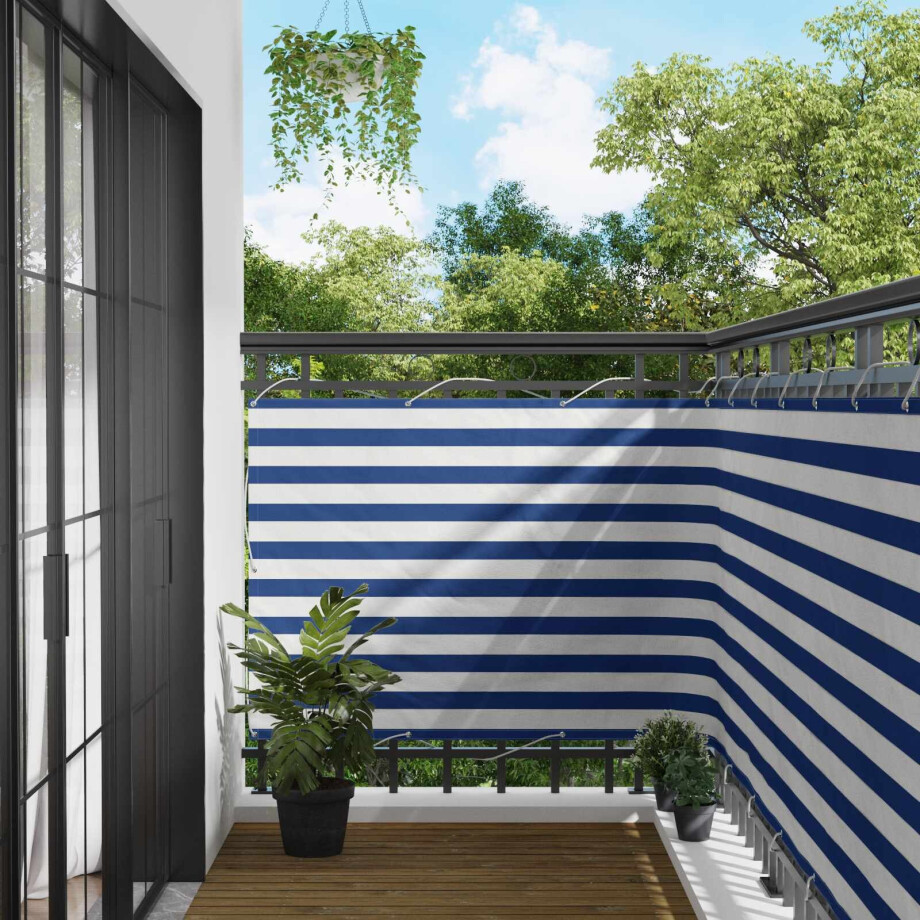 vidaXL Balkon Scherm Blauw en Wit 110 x 300 cm Oxford Stof afbeelding 1