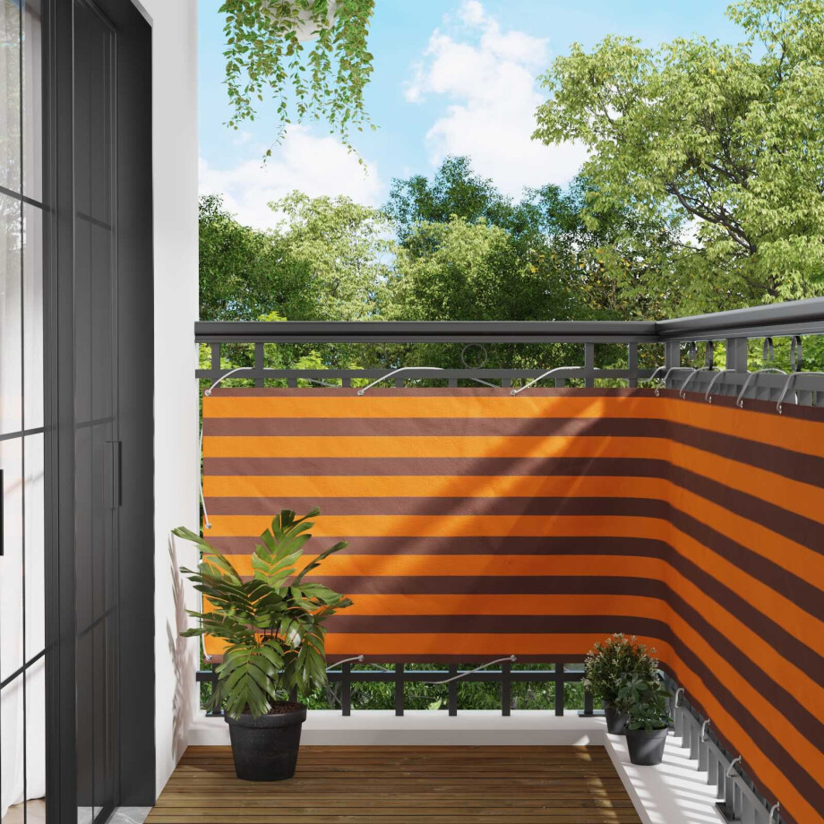 vidaXL Balkon Scherm Oranje en Bruin 100 x 200 cm Oxford Stof afbeelding 1