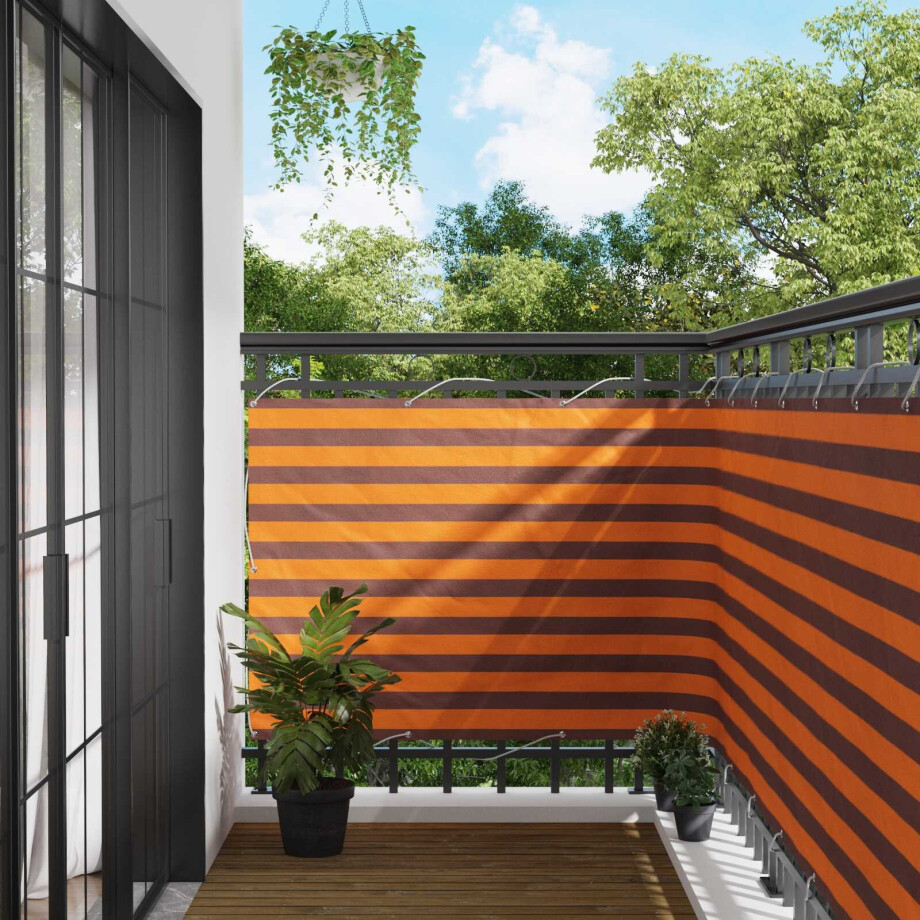 vidaXL Balkon Scherm Oranje en Bruin 110 x 500 cm Oxford Stof afbeelding 1
