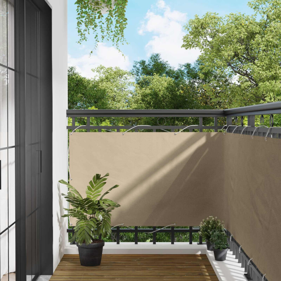 vidaXL Balkon Scherm Beige 100 x 400 cm Oxford Stof afbeelding 1