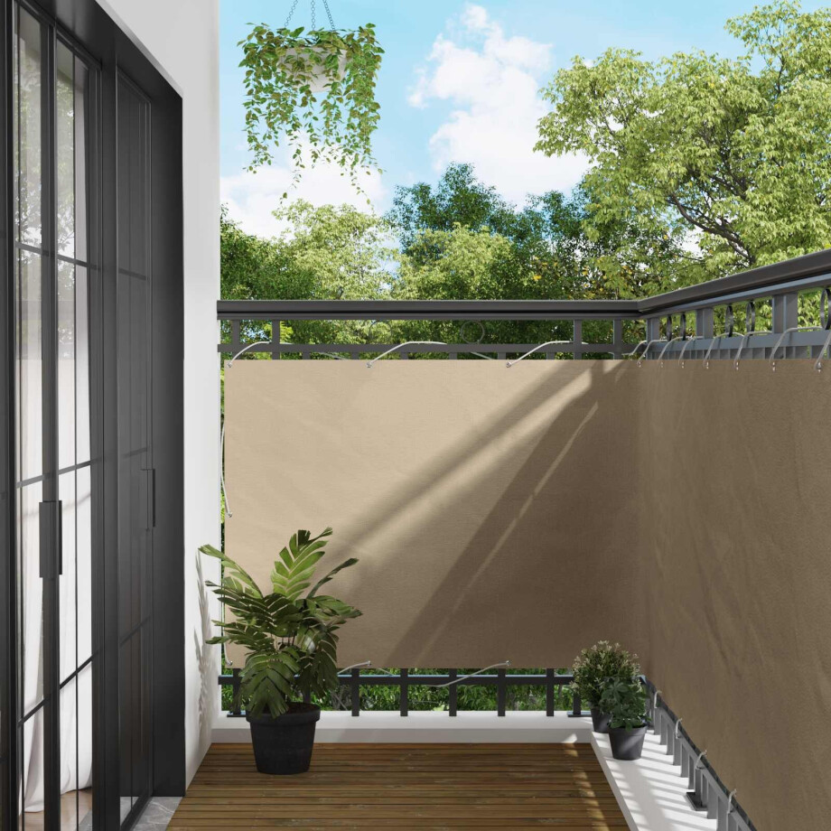 vidaXL Balkon Scherm Beige 110 x 200 cm Oxford Stof afbeelding 1