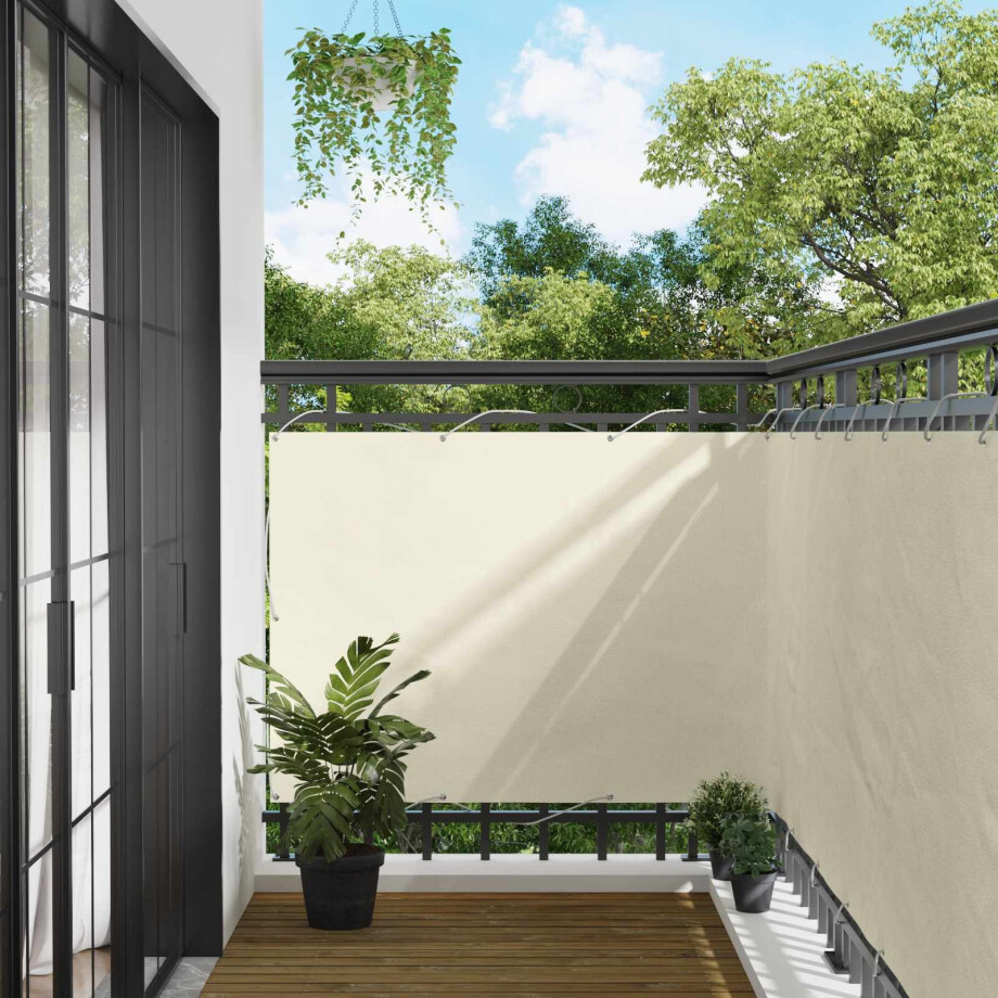 vidaXL Balkon Scherm Crème 110 x 500 cm Oxford Stof afbeelding 1