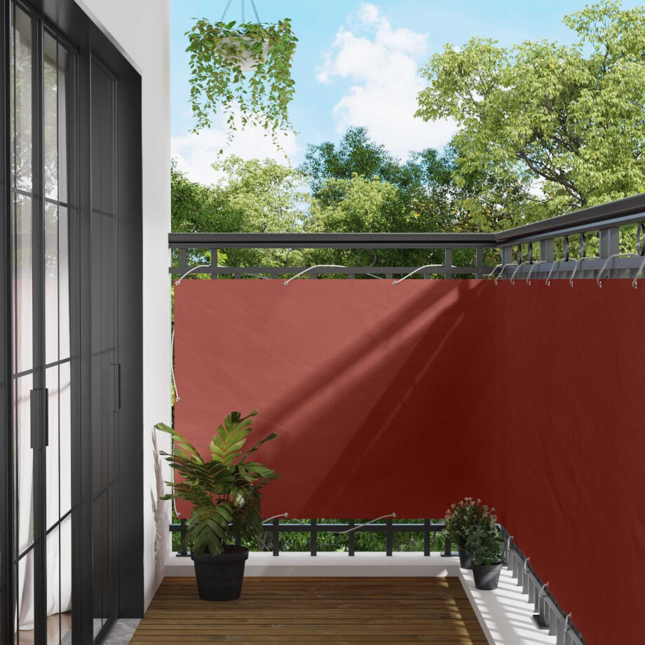 vidaXL Balkon Scherm Terracotta 110 x 1000 cm Oxford Stof afbeelding 1