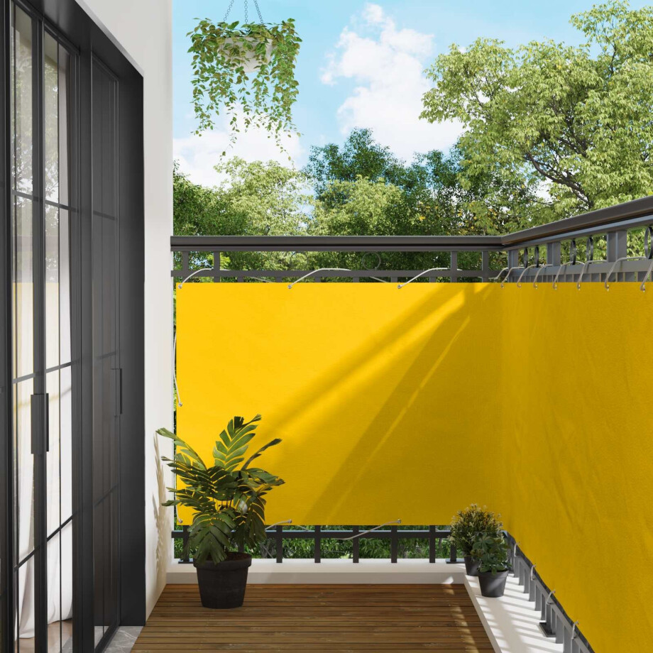 vidaXL Balkon Scherm Geel 110 x 600 cm Oxford Stof afbeelding 1