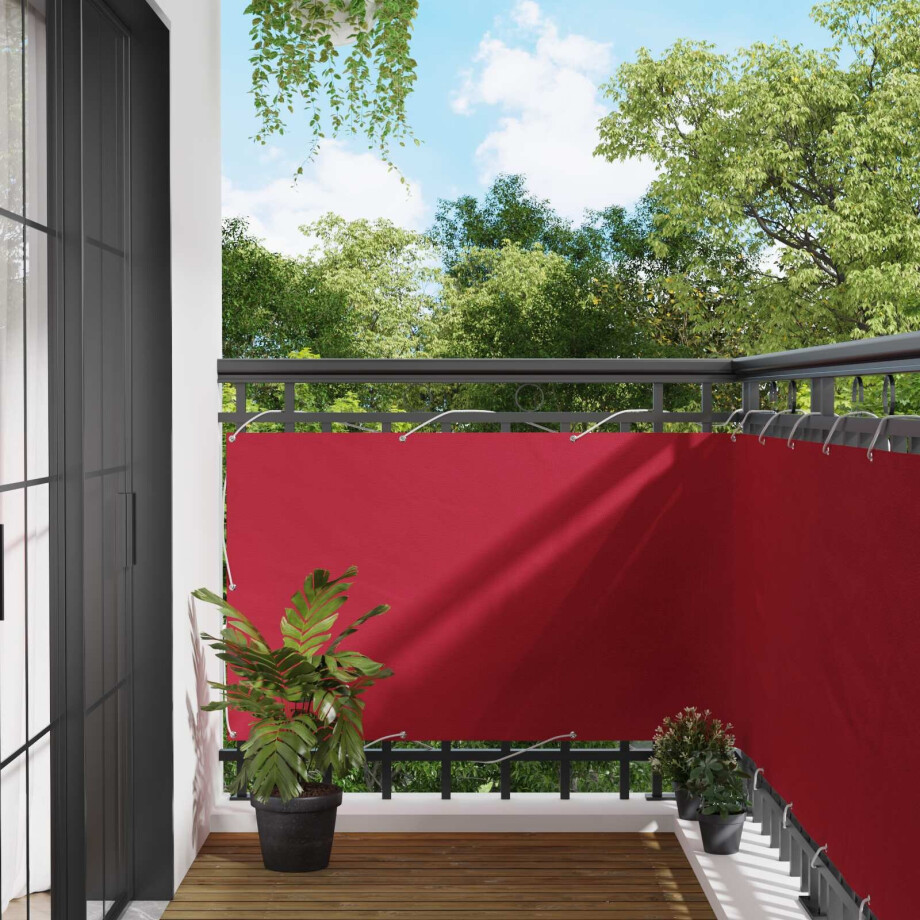 vidaXL Balkon Scherm Rood 100 x 1000 cm Oxford Stof afbeelding 1